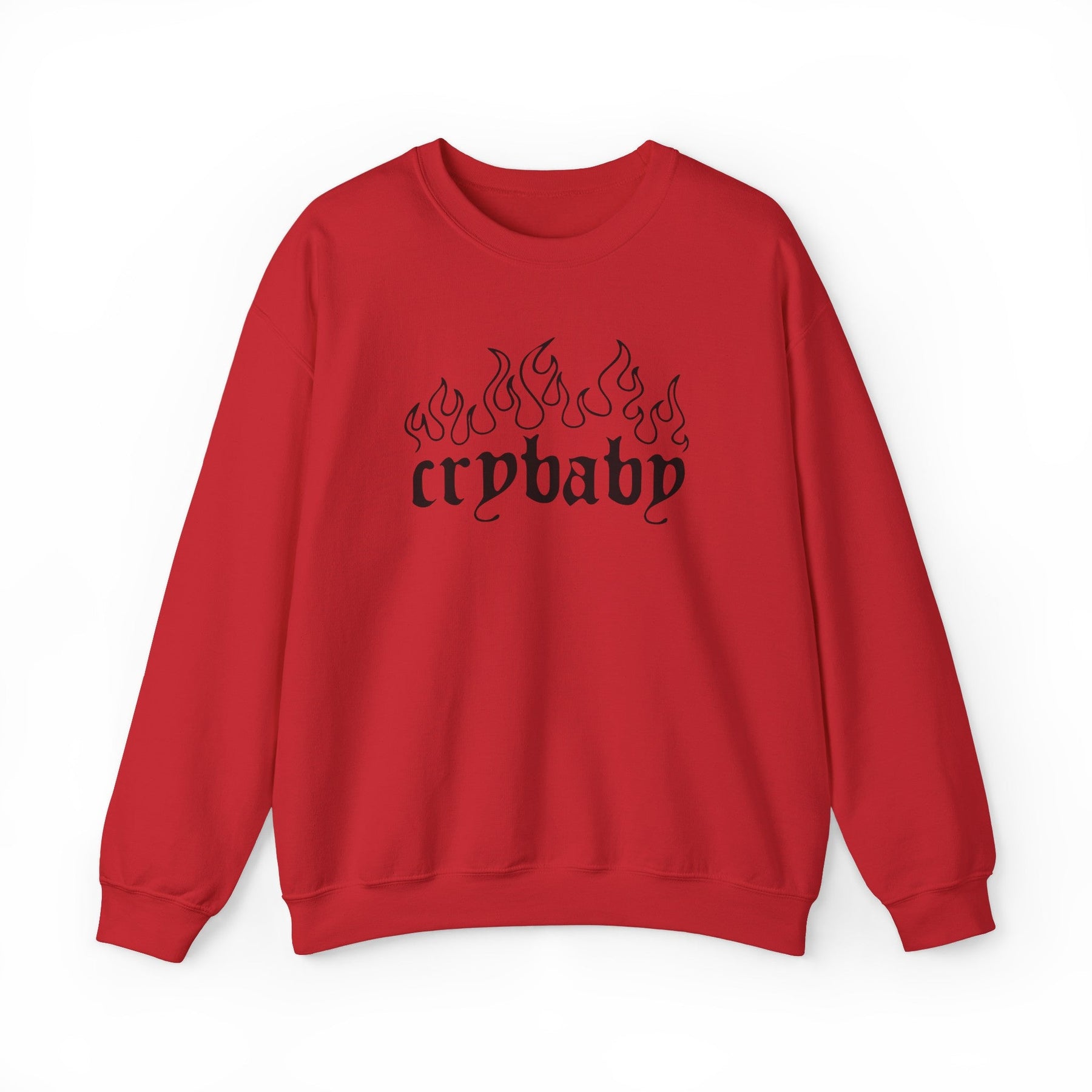 Crybaby Gothic Crew Neck Sweatshirt with Flames - Goth Cloth Co.Sweatshirt33184984320483340805