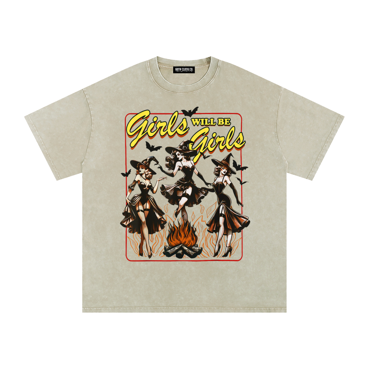 Girls Will Be Girls Witches Acid Wash Oversized T-Shirt