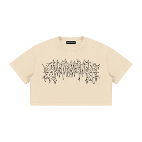 Big Feelings Metal Font Mineral Wash Crop Top