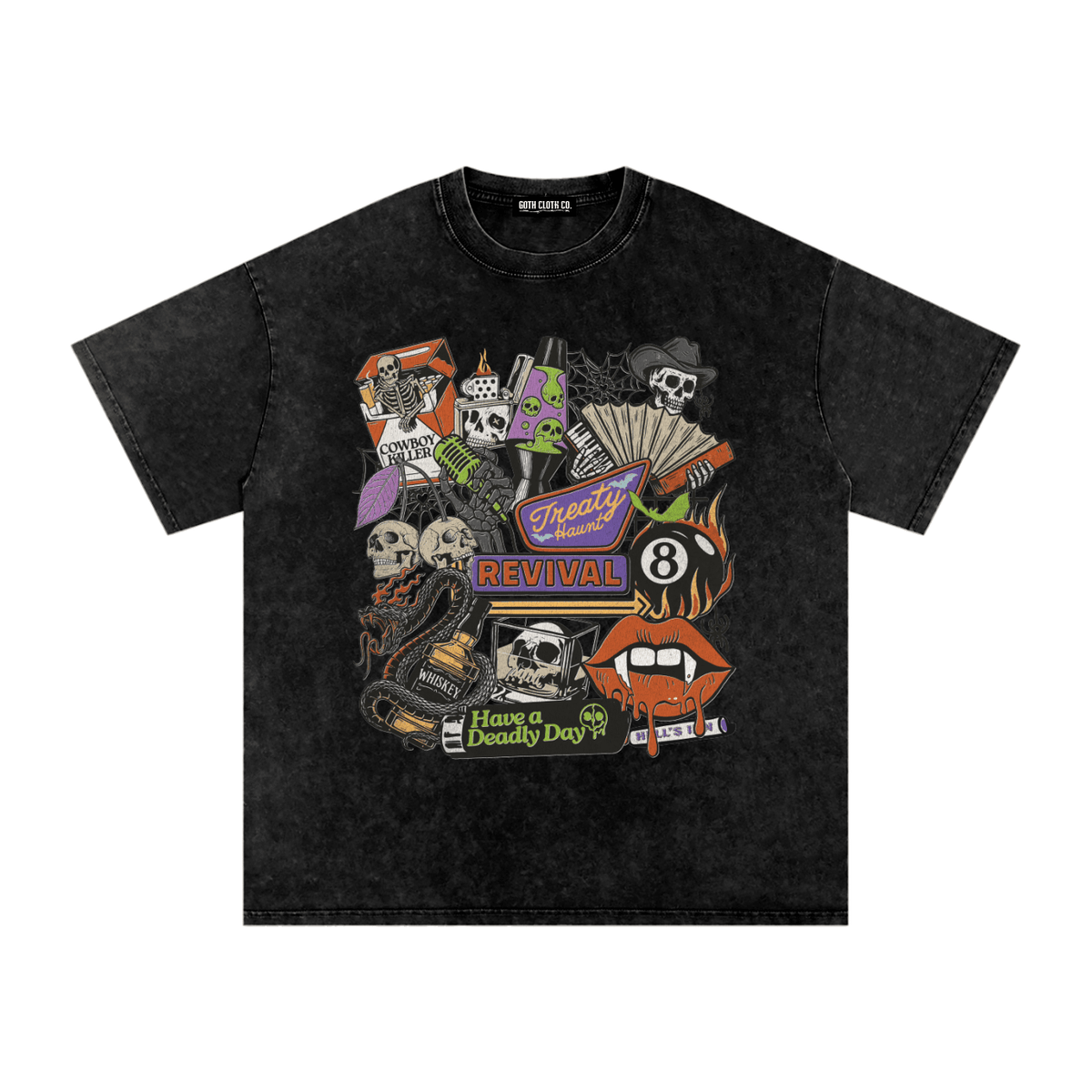 Dead Man’s Revival Acid Wash T-Shirt - Goth Cloth Co.gymwear260813PODPQ0765001