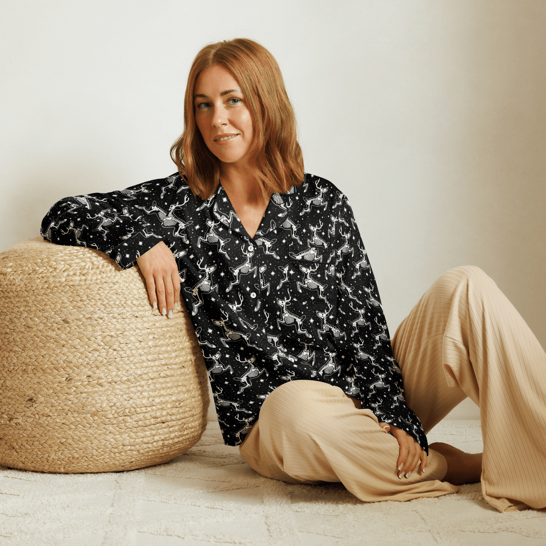 Deadnose Reindeer Silky Pajama Top - Goth Cloth Co.5280633_20952