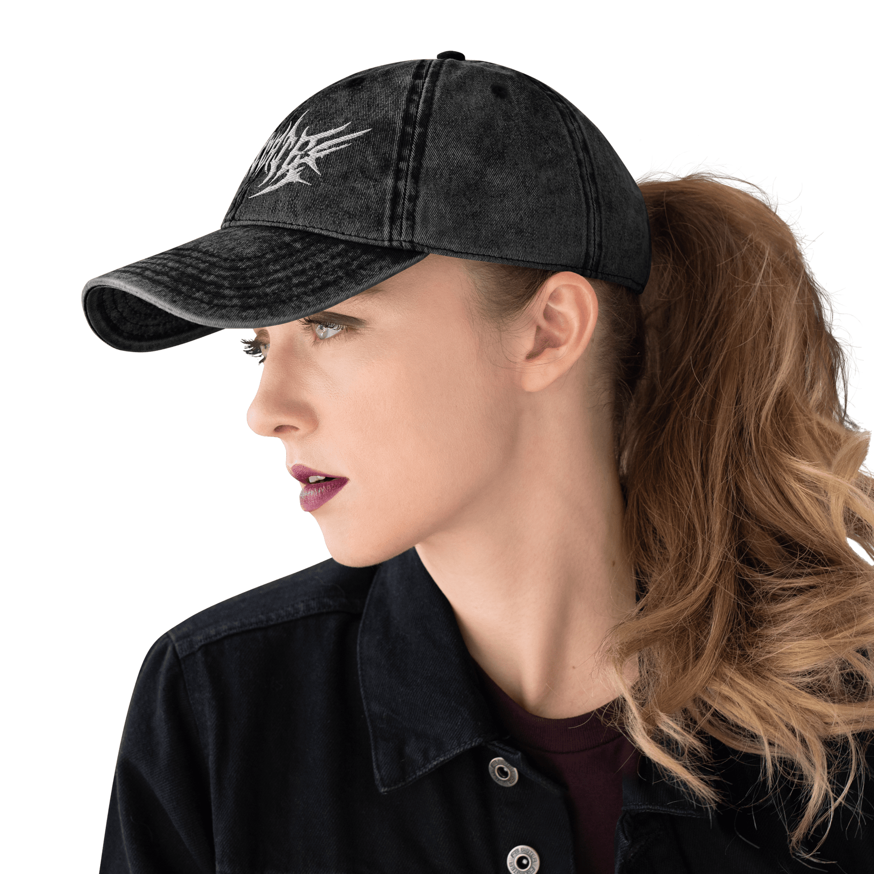 Delicate Metal Font Acid Wash Dad Cap - Goth Cloth Co.1963048_9791