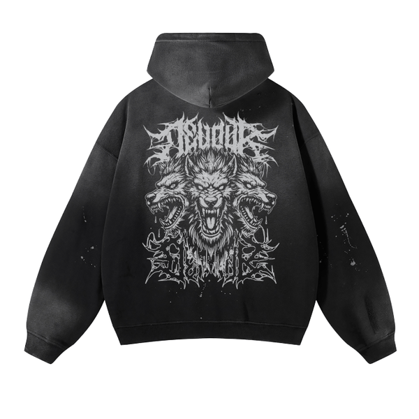 Devour Grunge Cerberus Distressed Hoodie - Goth Cloth Co.241218PODRB0329#001