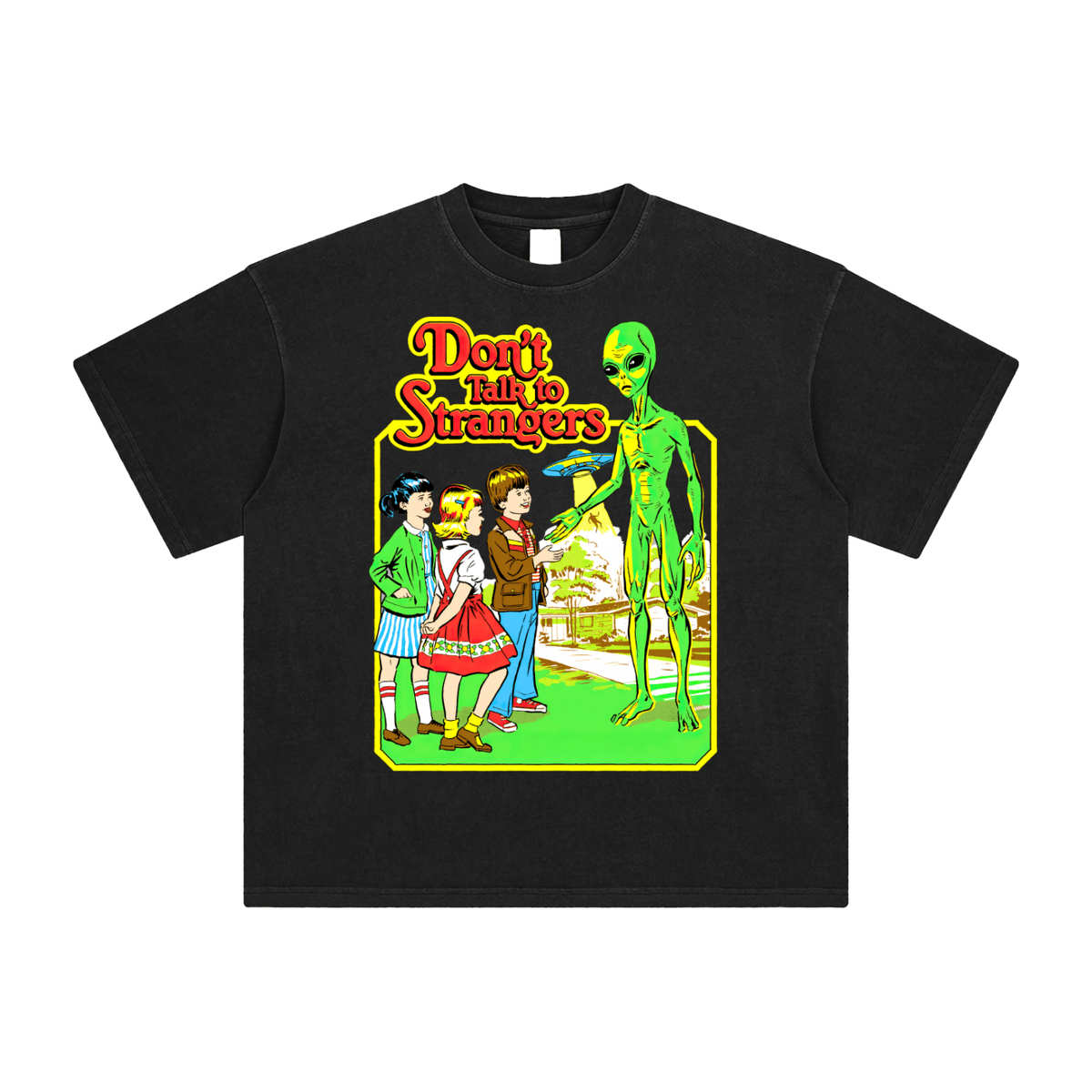Don't Talk to Strangers Enzyme Wash Tee (READY TO SHIP) - Goth Cloth Co.