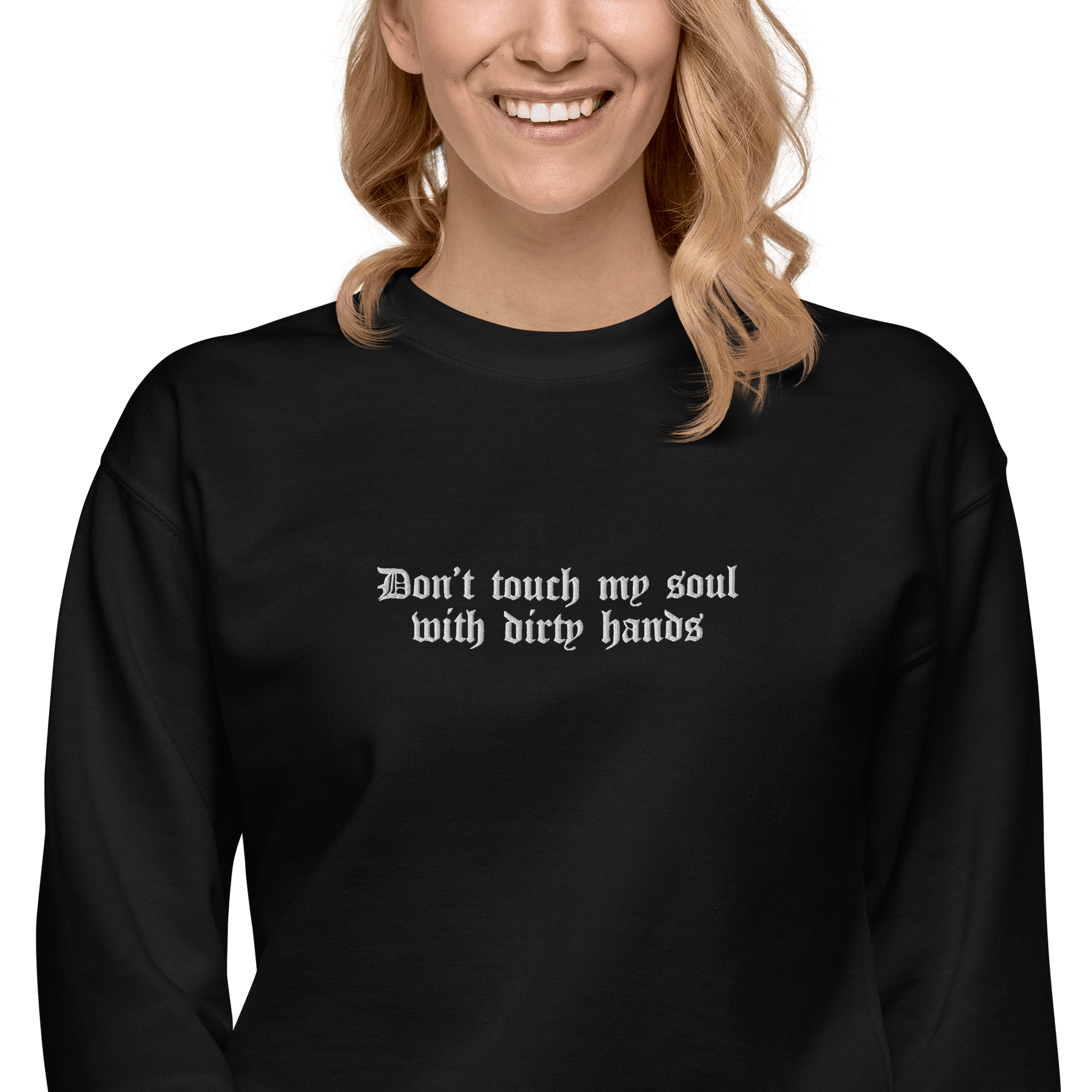 Don't Touch My Soul Embroidered Sweatshirt - Goth Cloth Co.9746632_11259