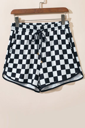 Drawstring Checkered Shorts with Pockets - Goth Cloth Co.100100329105741