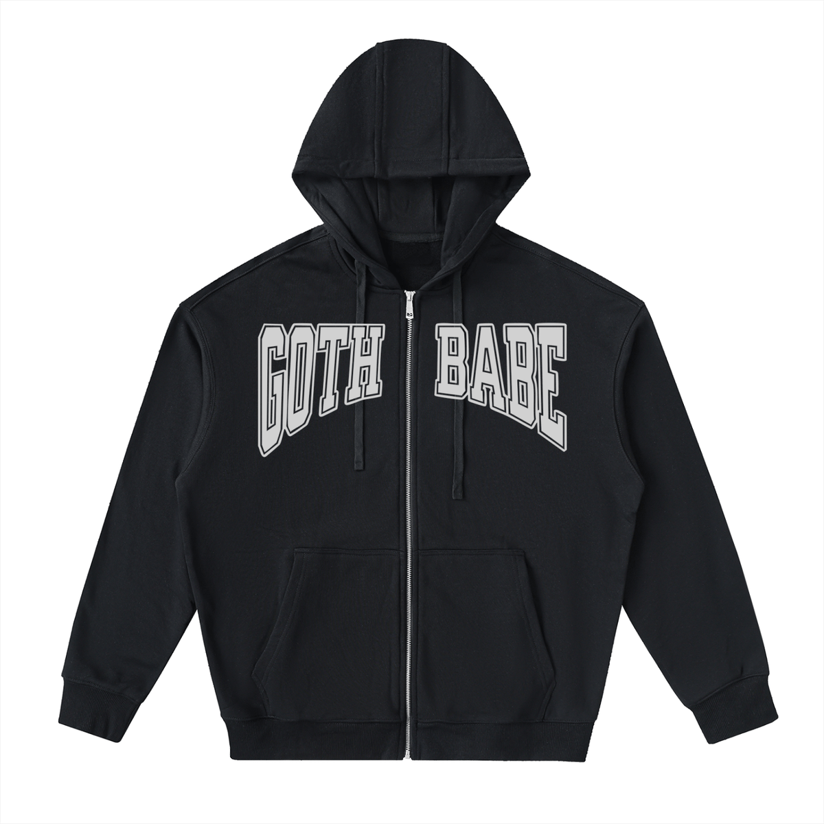 Drop - Shoulder Zip Up Hoodie - Goth Cloth Co.250918PODTZ0260001