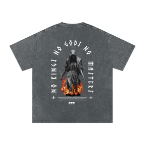 No Kings, No Gods Snow Washed Oversized Cotton T-Shirt