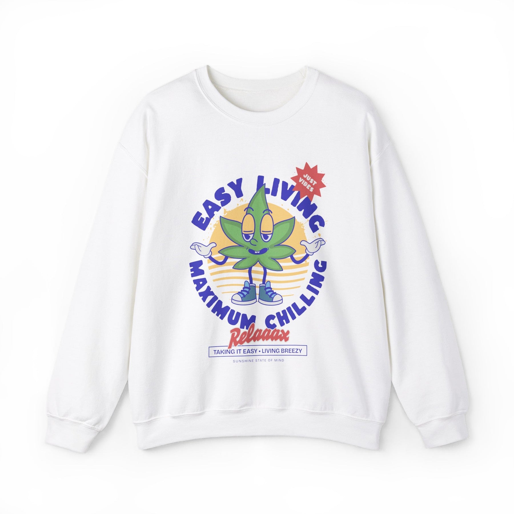 Easy Living, Maximum Chilling - Pot leaf Crew Neck Sweatshirt - Goth Cloth Co.Sweatshirt16039667273985783541