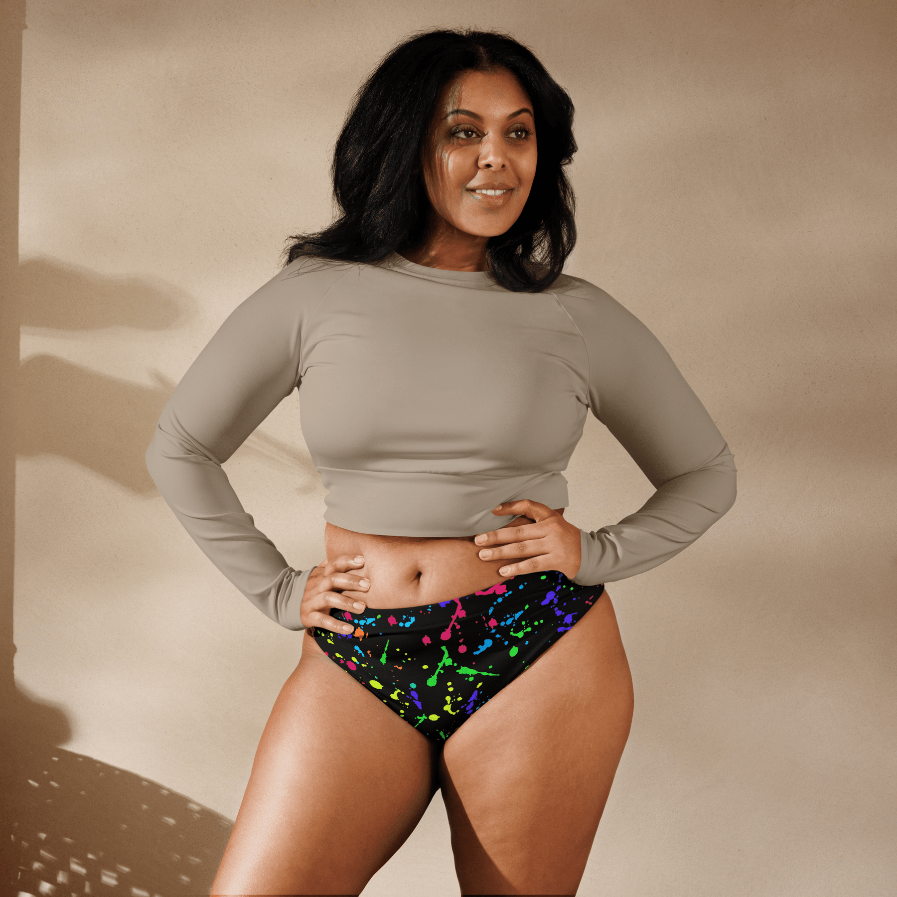 Electric Ink High - Waisted Sport Bikini Bottoms - Goth Cloth Co.3740412_12042