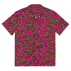 PARTIMENTOのLeopard Graffiti Open Collar Shirt Neon Leopard Print Button-Up Shirt | Gothic Fashion | Goth