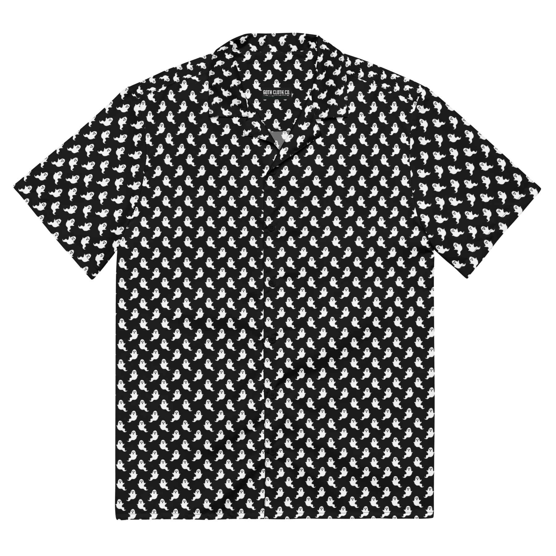 Fancy Phantom Ghost Print Button - Up Shirt - Goth Cloth Co.8470775_17117