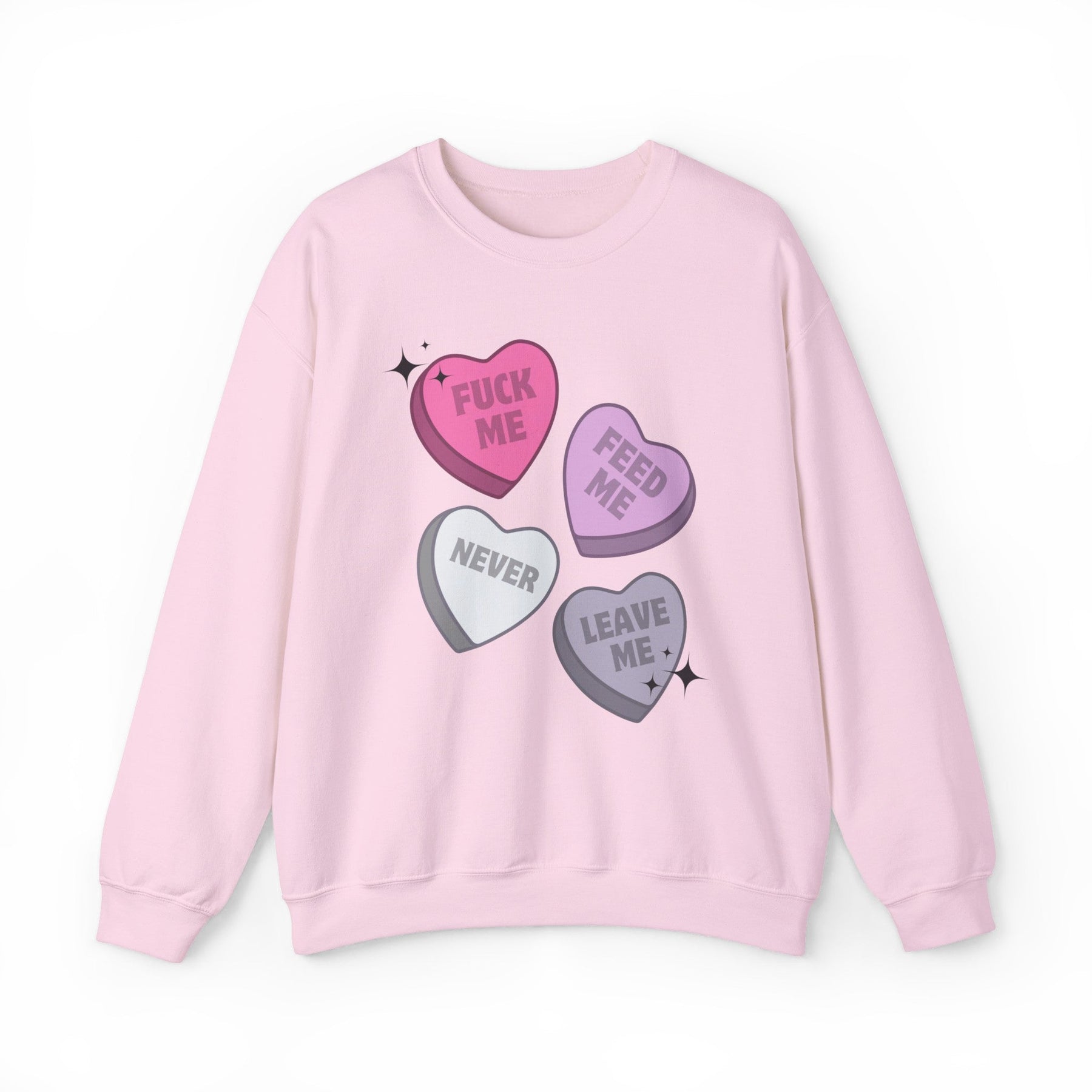 'F*ck Me, Feed Me, Never Leave Me' Candy Hearts Crewneck Sweatshirt - Goth Cloth Co.Sweatshirt15795548110692124295