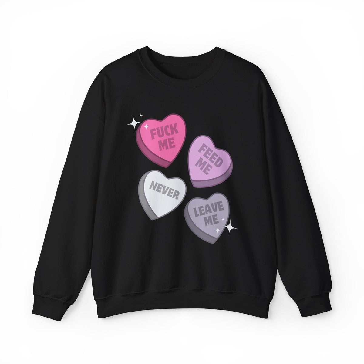 'F*ck Me, Feed Me, Never Leave Me' Candy Hearts Crewneck Sweatshirt - Goth Cloth Co.Sweatshirt39079221240211318266