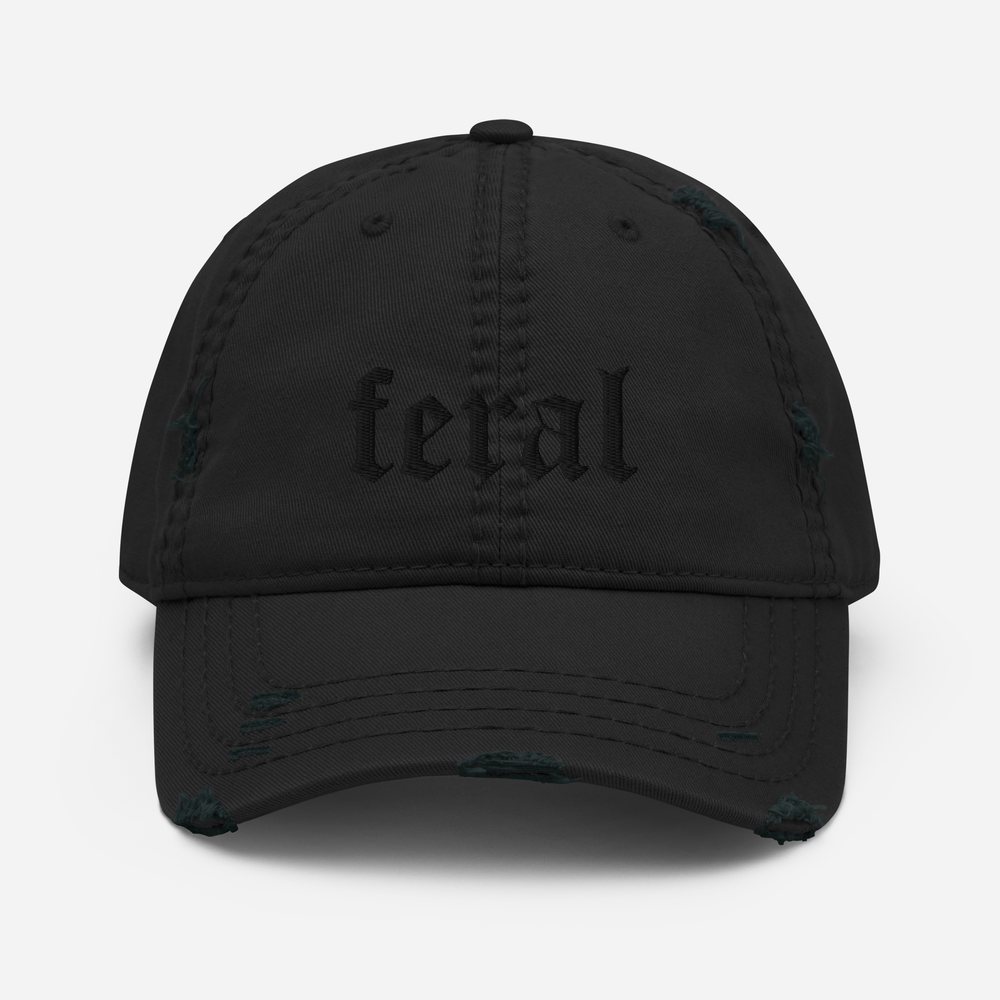 Feral Blackout Distressed Dad Hat - Goth Cloth Co.4871738_10990