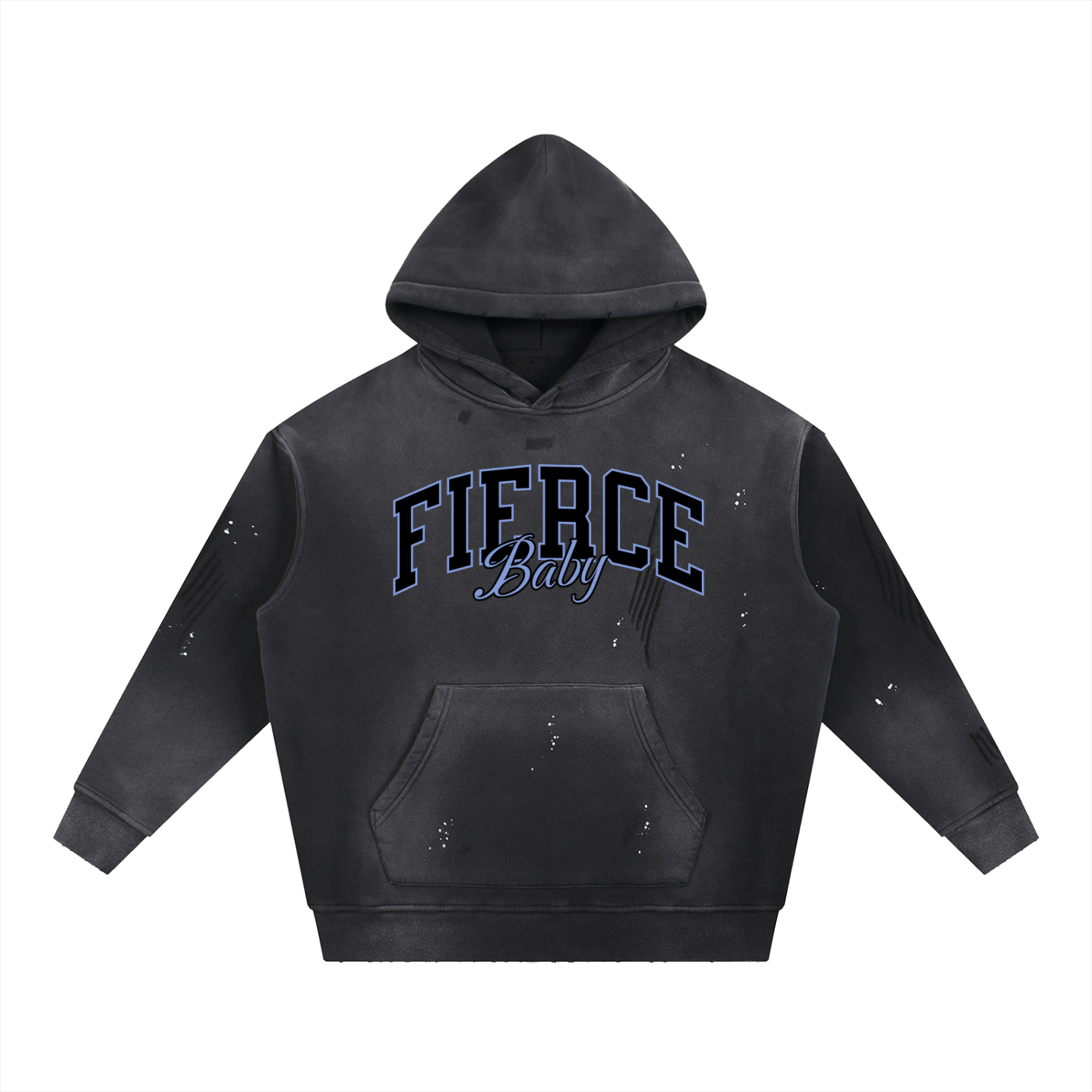 Fierce Baby Grunge Frayed Fleece Hoodie - Goth Cloth Co.251219PODRB0439001