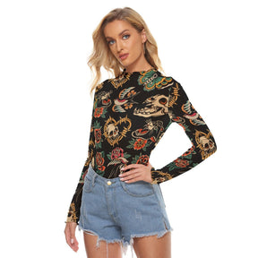 Flash Forever Women's Long Sleeve Mesh Top - Goth Cloth Co.ADS-3WTXWC16-PFDPG-FFFFFF-XS