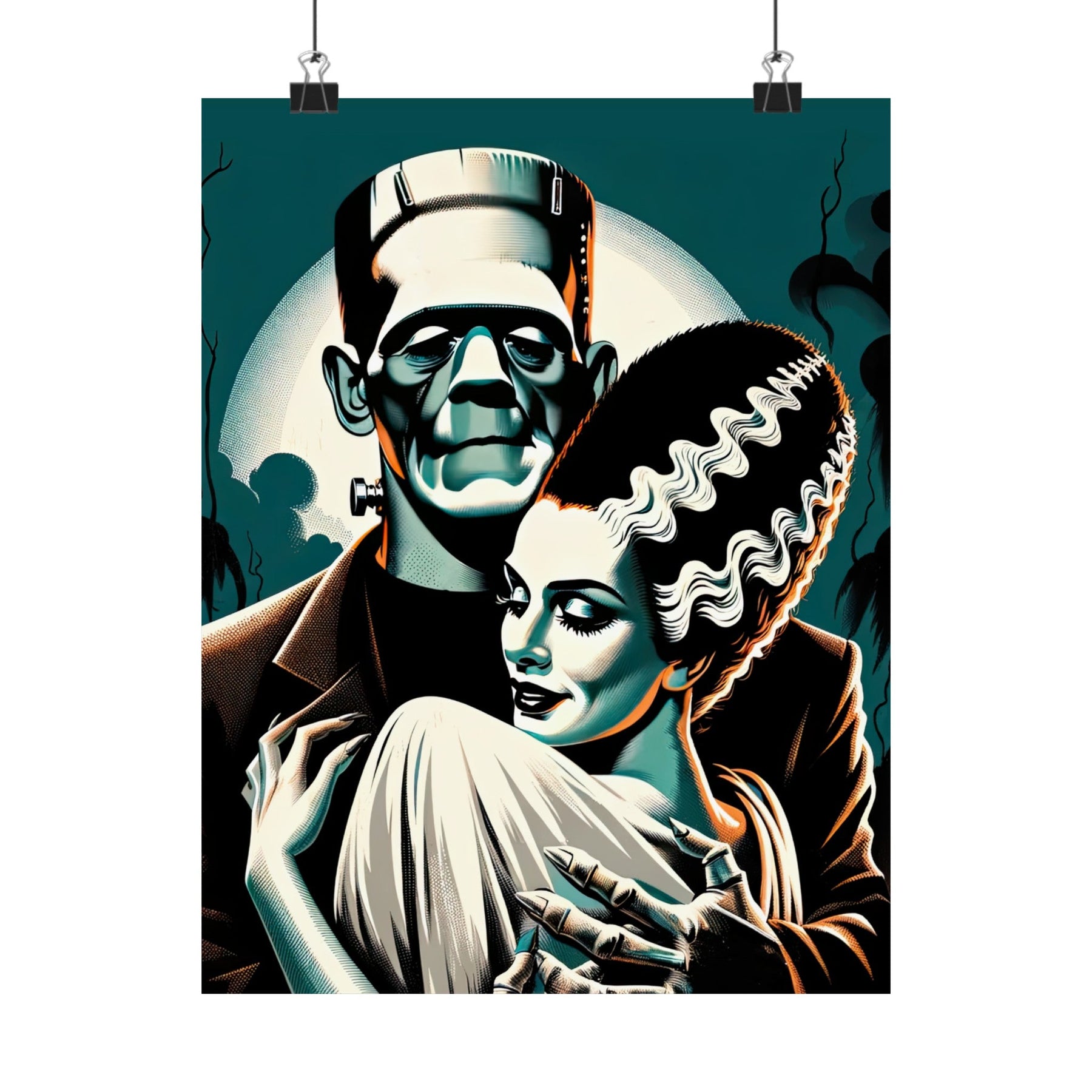 Frankenstein & Bride Vintage Horror Moon Poster - Goth Cloth Co.Poster18585198211631556673