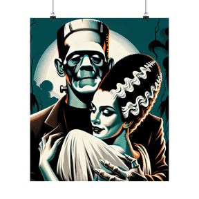 Frankenstein & Bride Vintage Horror Moon Poster - Goth Cloth Co.Poster20852723970172543178