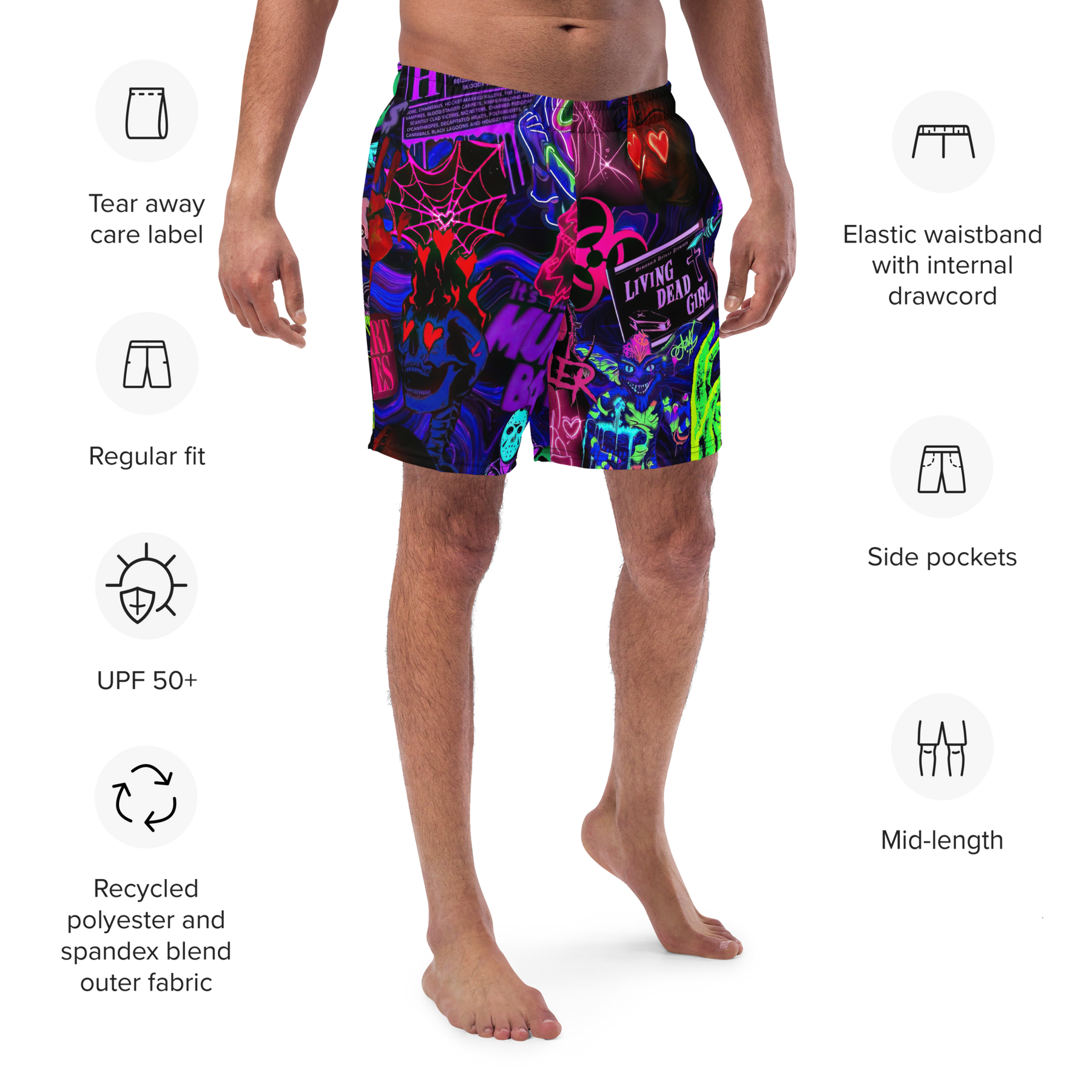 Freaky Frights Men's Lined Swim Trunks - Goth Cloth Co.2240576_14636