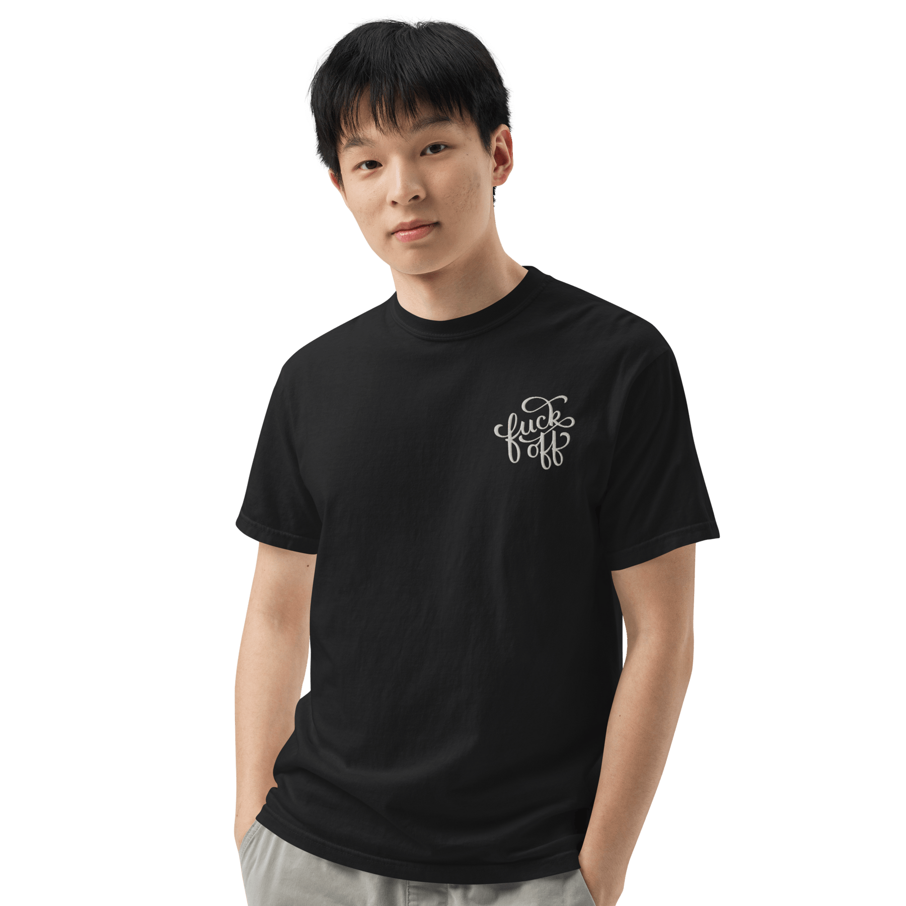 Fuck Off Embroidered Comfy Tee - Goth Cloth Co.2993187_21250