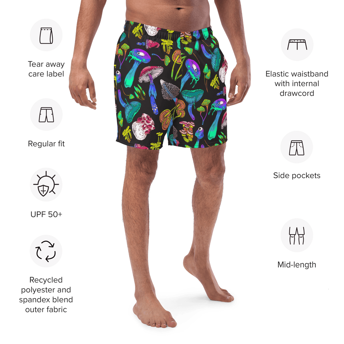 Fungi Frenzy Men's Lined Swim Trunks - Goth Cloth Co.6995119_14636