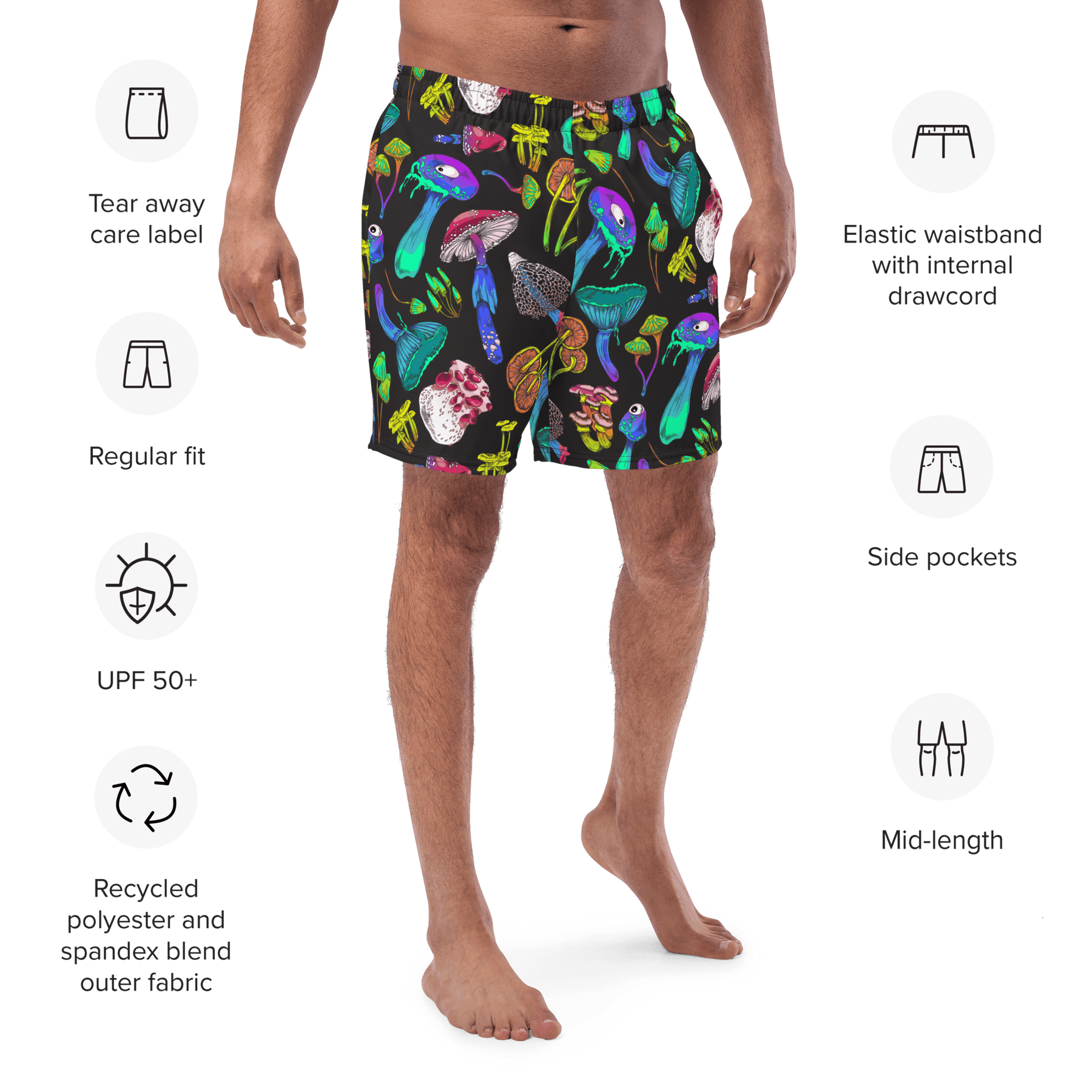 Fungi Frenzy Men's Lined Swim Trunks - Goth Cloth Co.6995119_14636