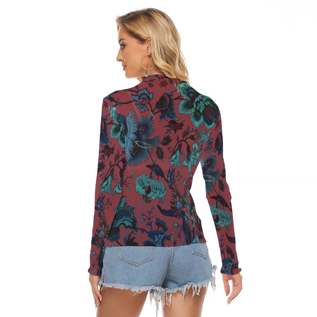 Garden Muse Women's Long Sleeve Mesh Top - Goth Cloth Co.ADS-3WTXWC16-PFCUU-FFFFFF-XS