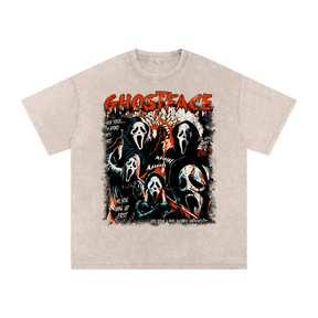 Ghost Face Horror Collage Acid Wash Oversize T-Shirt - Goth Cloth Co.250806PODPQ0499006