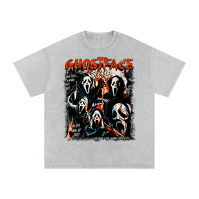 Ghost Face Horror Collage Acid Wash Oversize T-Shirt - Goth Cloth Co.250806PODPQ0499011