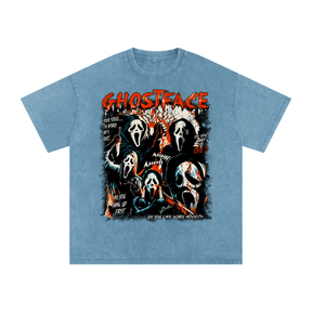 Ghost Face Horror Collage Acid Wash Oversize T-Shirt - Goth Cloth Co.250806PODPQ0499021