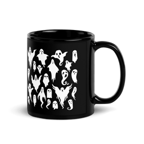 Black Ceramic Mug with Ghost Pattern Design