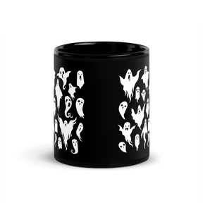 Black Ceramic Mug with Ghost Pattern Design