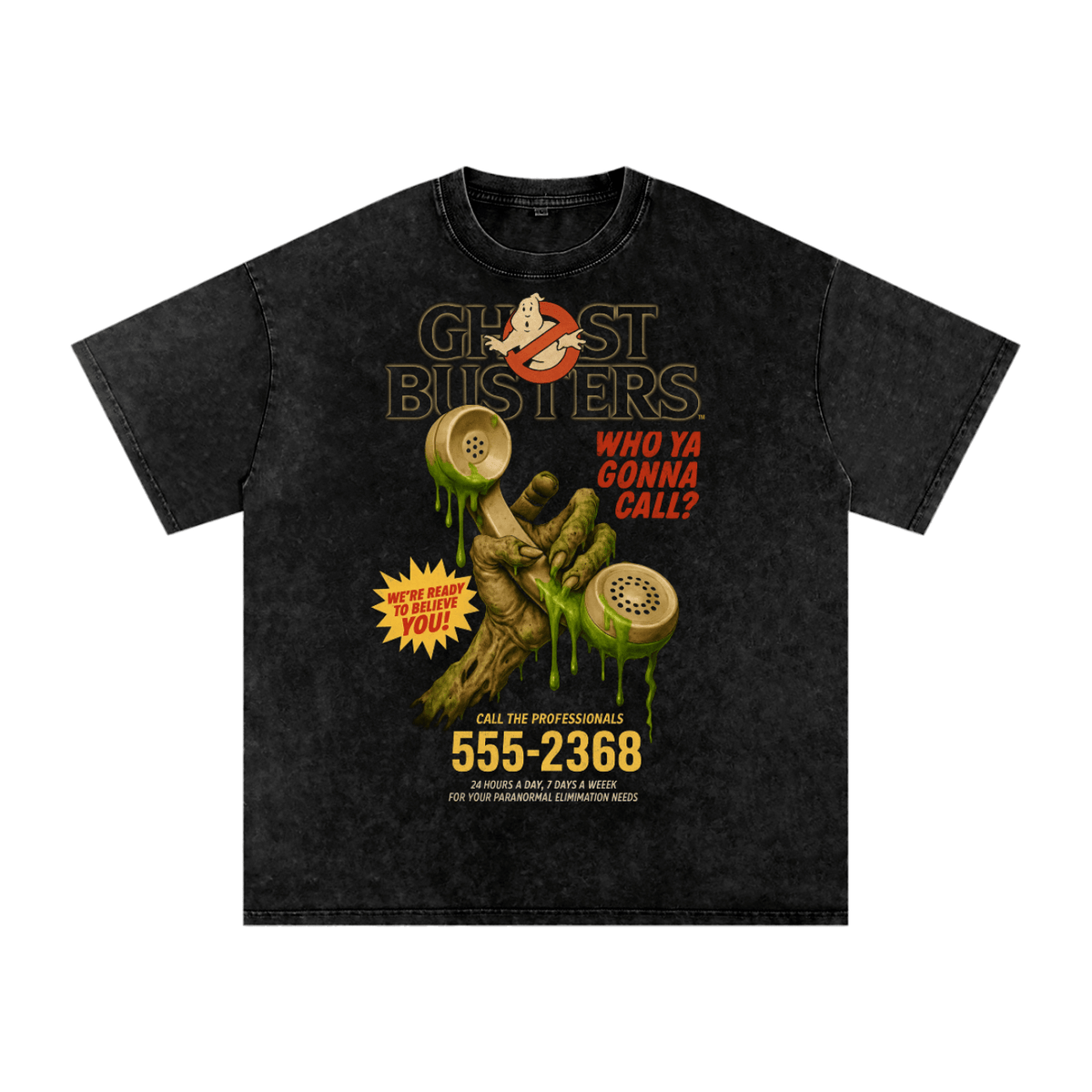 Ghostbusters Acid Wash Oversized Tee (READY TO SHIP) - Goth Cloth Co.
