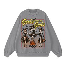 Girls Will Be Girls Vintage Witches Acid Washed Oversized Sweatshirt - Goth Cloth Co.260812PODRA0467001