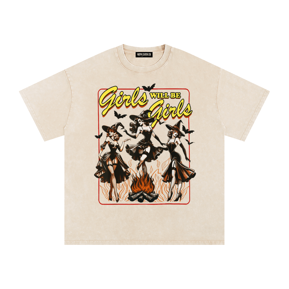 Girls Will Be Girls Witches Acid Wash Oversized T-Shirt - Goth Cloth Co.gymwear260811PODPQ9356001