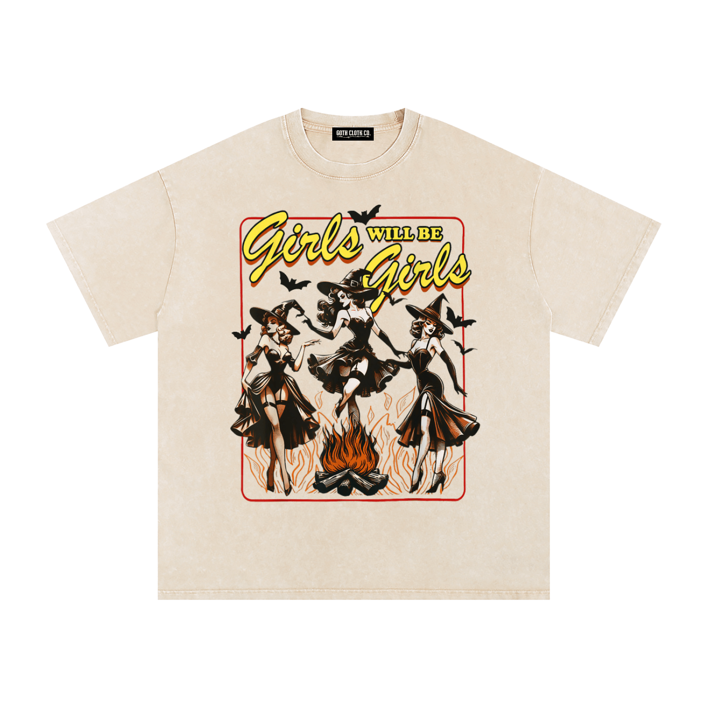 Girls Will Be Girls Witches Acid Wash Oversized T-Shirt - Goth Cloth Co.gymwear260811PODPQ9356001