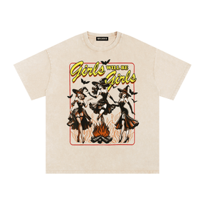 Girls Will Be Girls Witches Acid Wash Oversized T-Shirt - Goth Cloth Co.gymwear260811PODPQ9356001