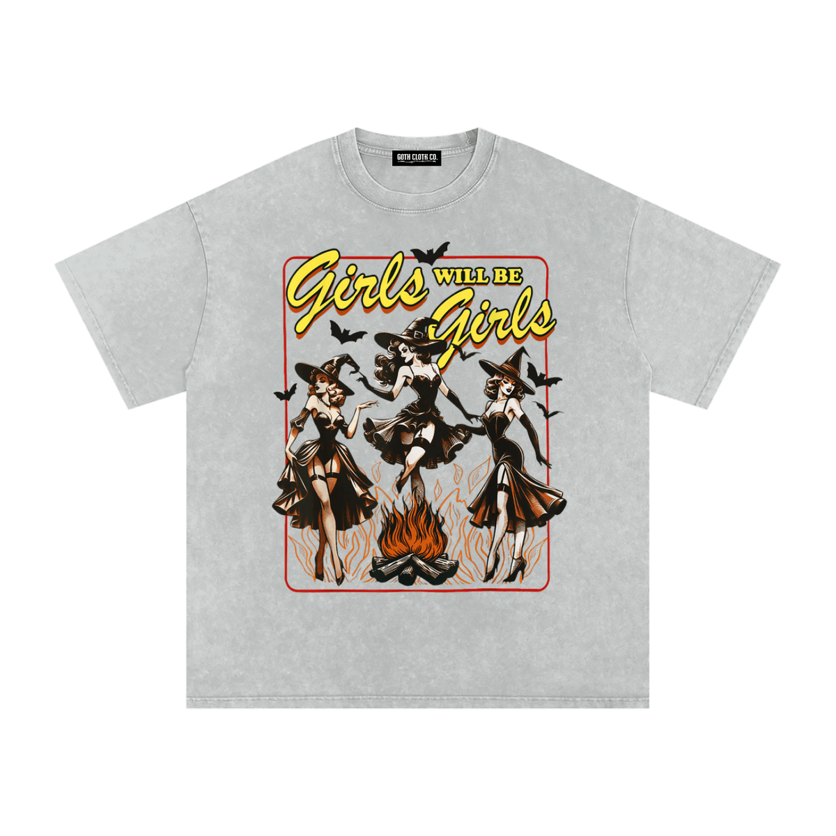 Girls Will Be Girls Witches Acid Wash Oversized T-Shirt - Goth Cloth Co.gymwear260811PODPQ9356007