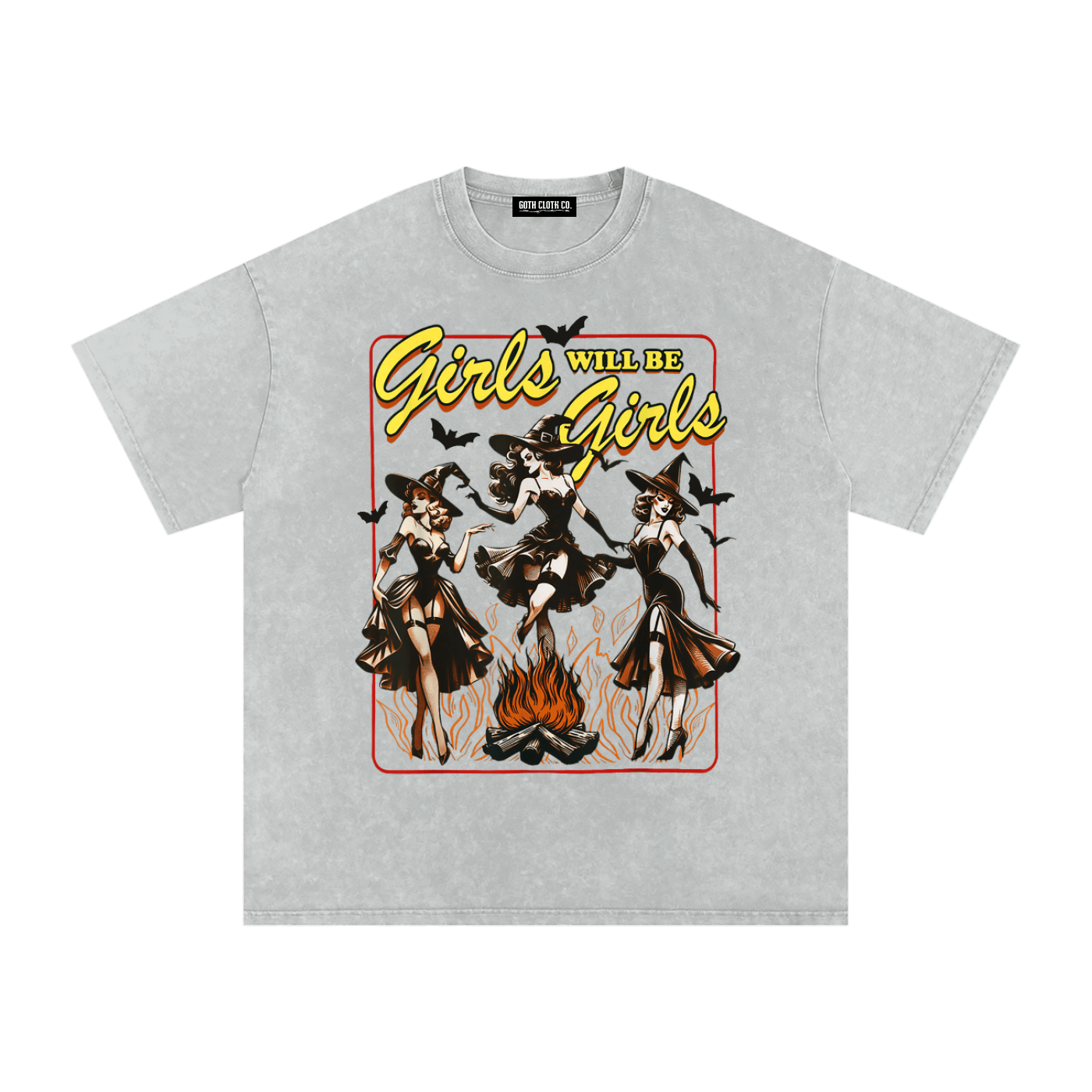 Girls Will Be Girls Witches Acid Wash Oversized T-Shirt - Goth Cloth Co.gymwear260811PODPQ9356007