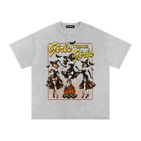 Girls Will Be Girls Witches Acid Wash Oversized T-Shirt - Goth Cloth Co.gymwear260811PODPQ9356007