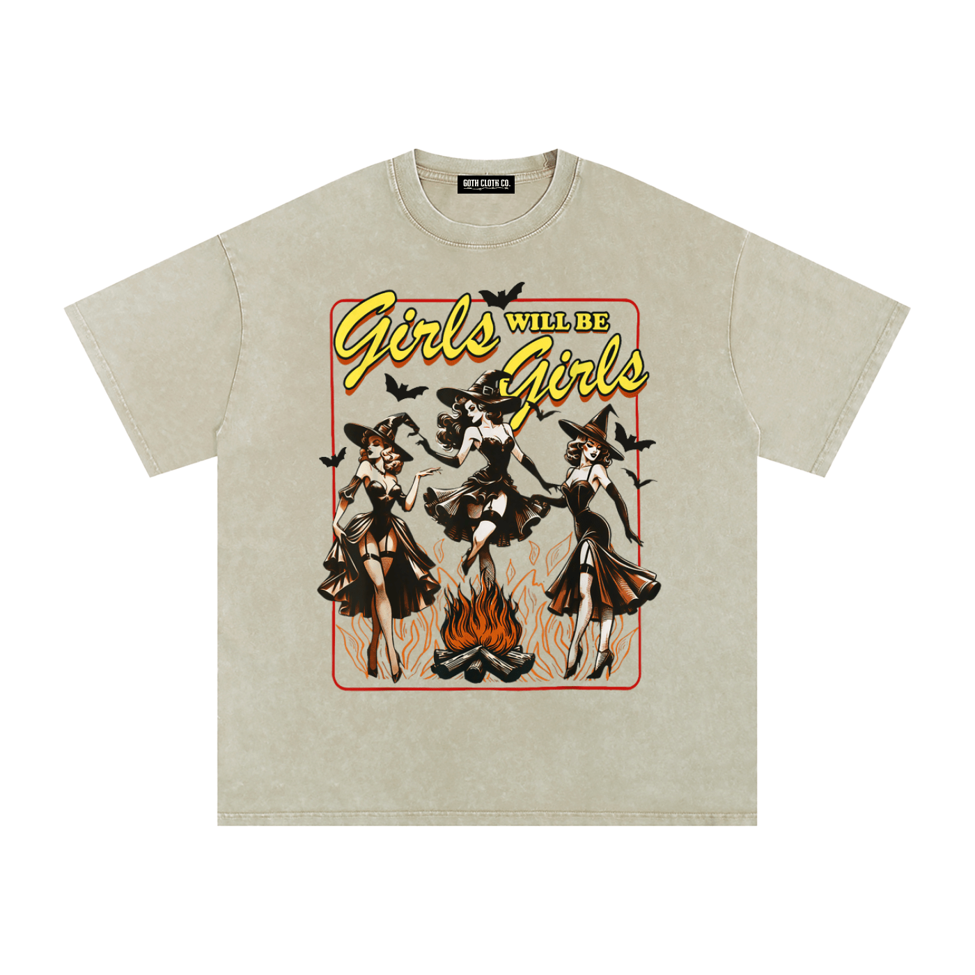 Girls Will Be Girls Witches Acid Wash Oversized T-Shirt - Goth Cloth Co.gymwear260811PODPQ9356025