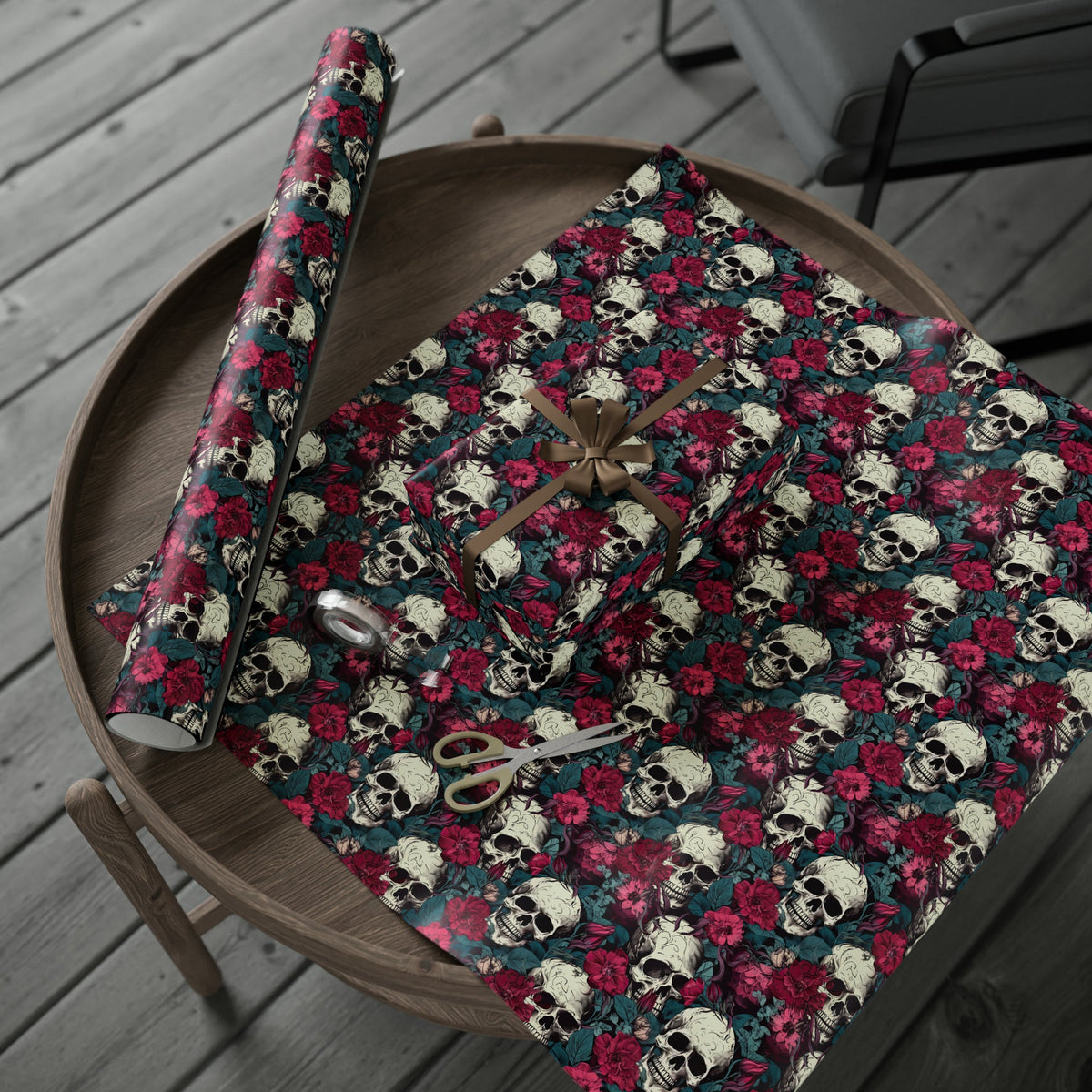 Goth Glam Skull & Rose Pattern Gift Wrap - Goth Cloth Co.Home Decor27574178926147322629