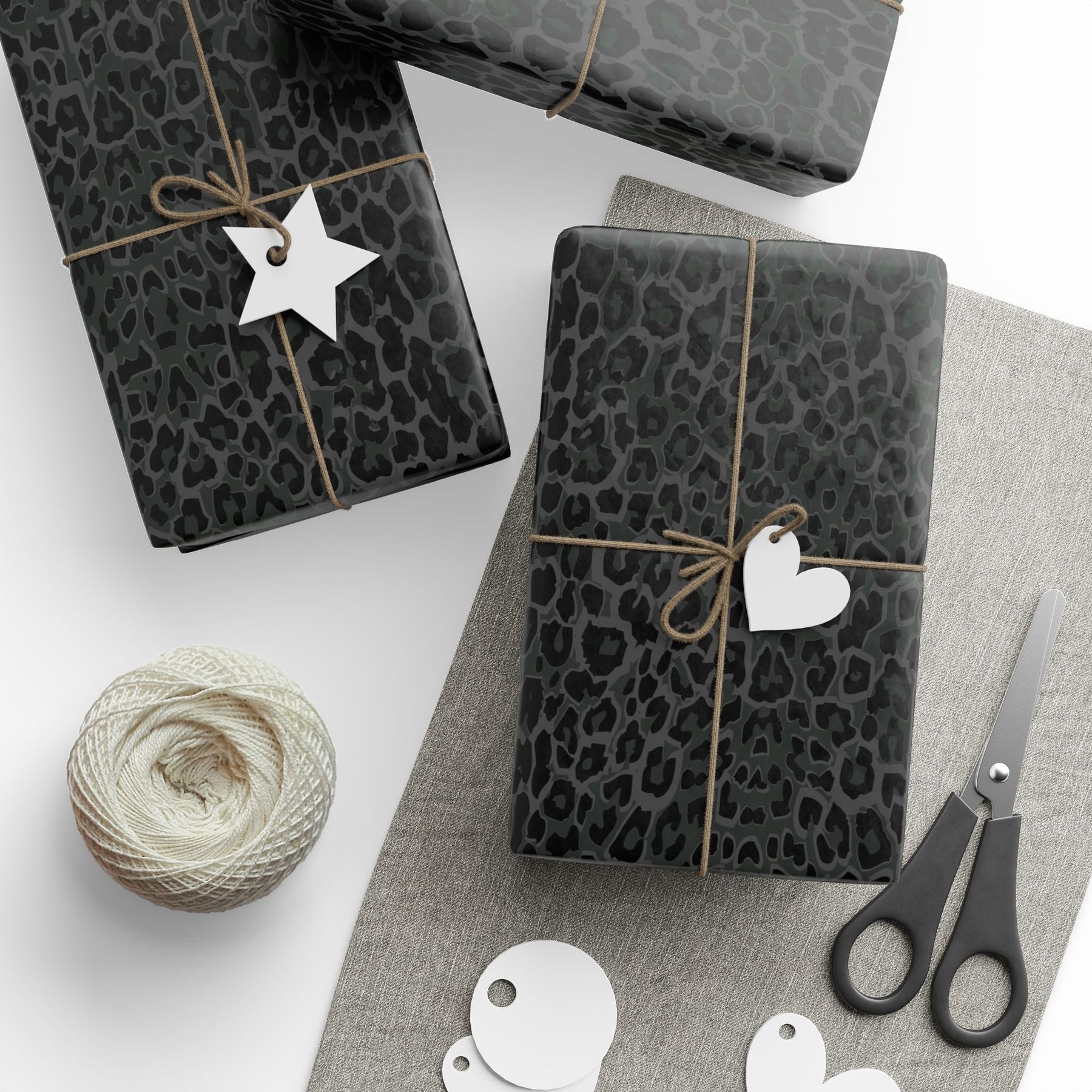 Goth Kitty Grey Leopard Gift Wrap Paper - Goth Cloth Co.Home Decor17653732102607628015