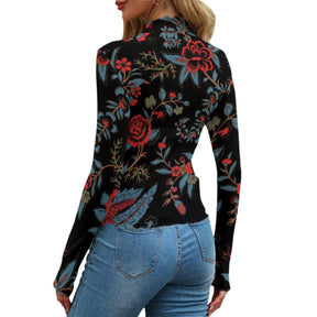 Grave Garden Women's Mesh Long Sleeve Top - Goth Cloth Co.ADS-3WTXWC16-PDGMD-FFFFFF-XS