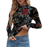Grave Garden Women's Mesh Long Sleeve Top - Goth Cloth Co.ADS-3WTXWC16-PDGMD-FFFFFF-XS