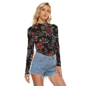 Grave Garden Women's Mesh Long Sleeve Top - Goth Cloth Co.ADS-3WTXWC16-PDGMD-FFFFFF-XS