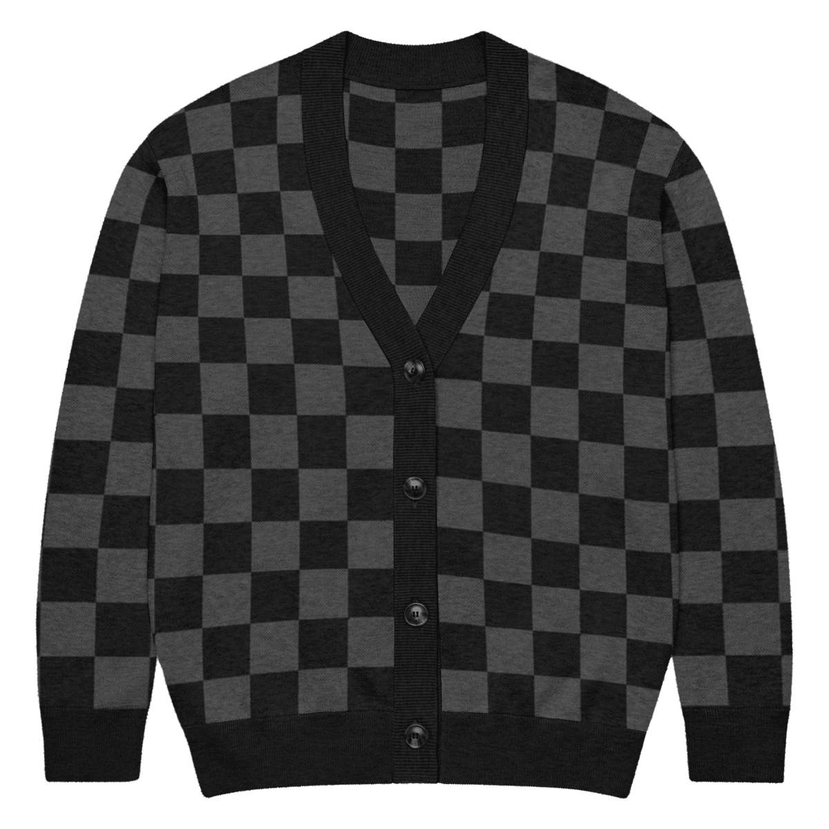 Greyscale Checkerboard Knit Cardigan - Goth Cloth Co.2524299_21030
