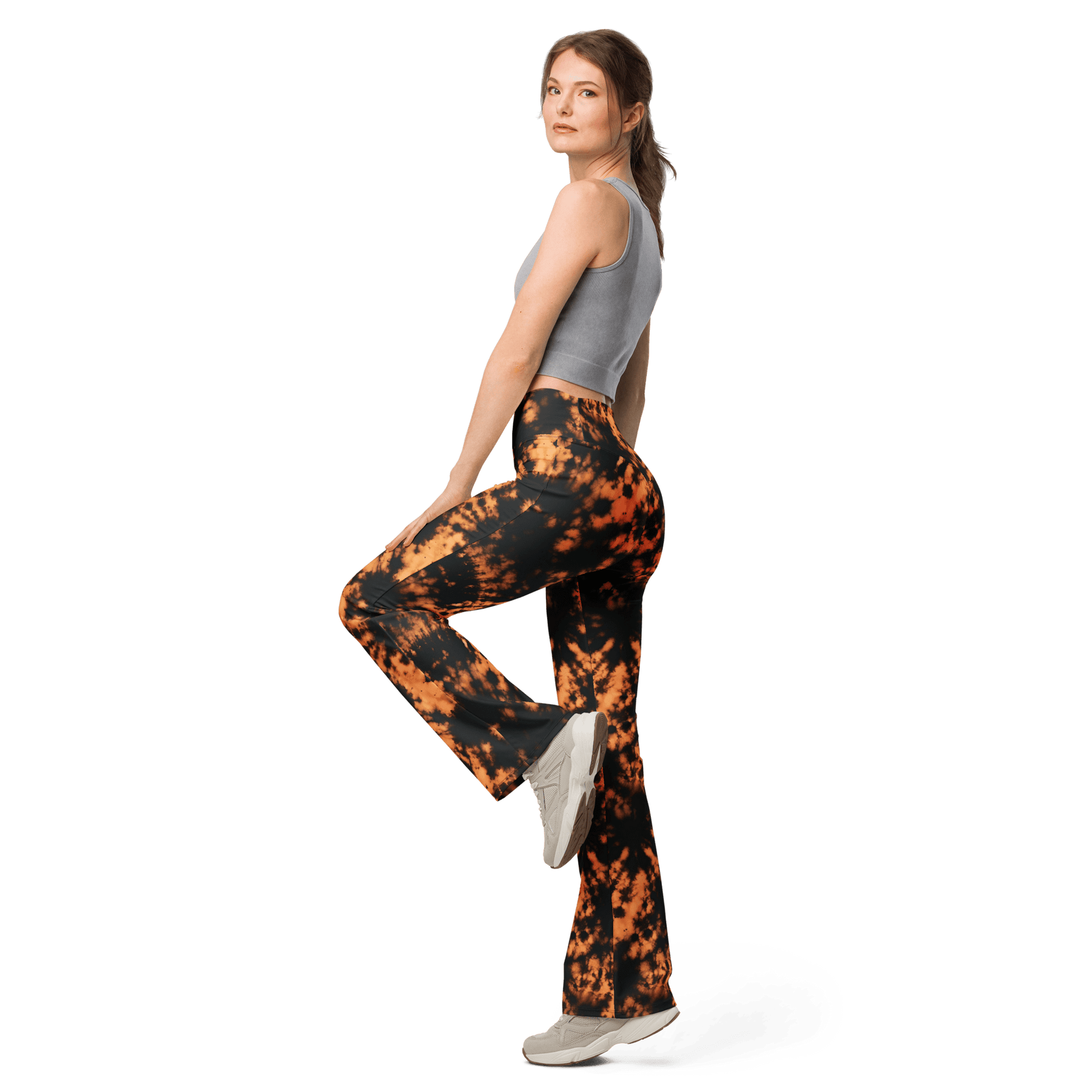 Grunge Bleach Bath Flare Leggings - Goth Cloth Co.9124196_19331