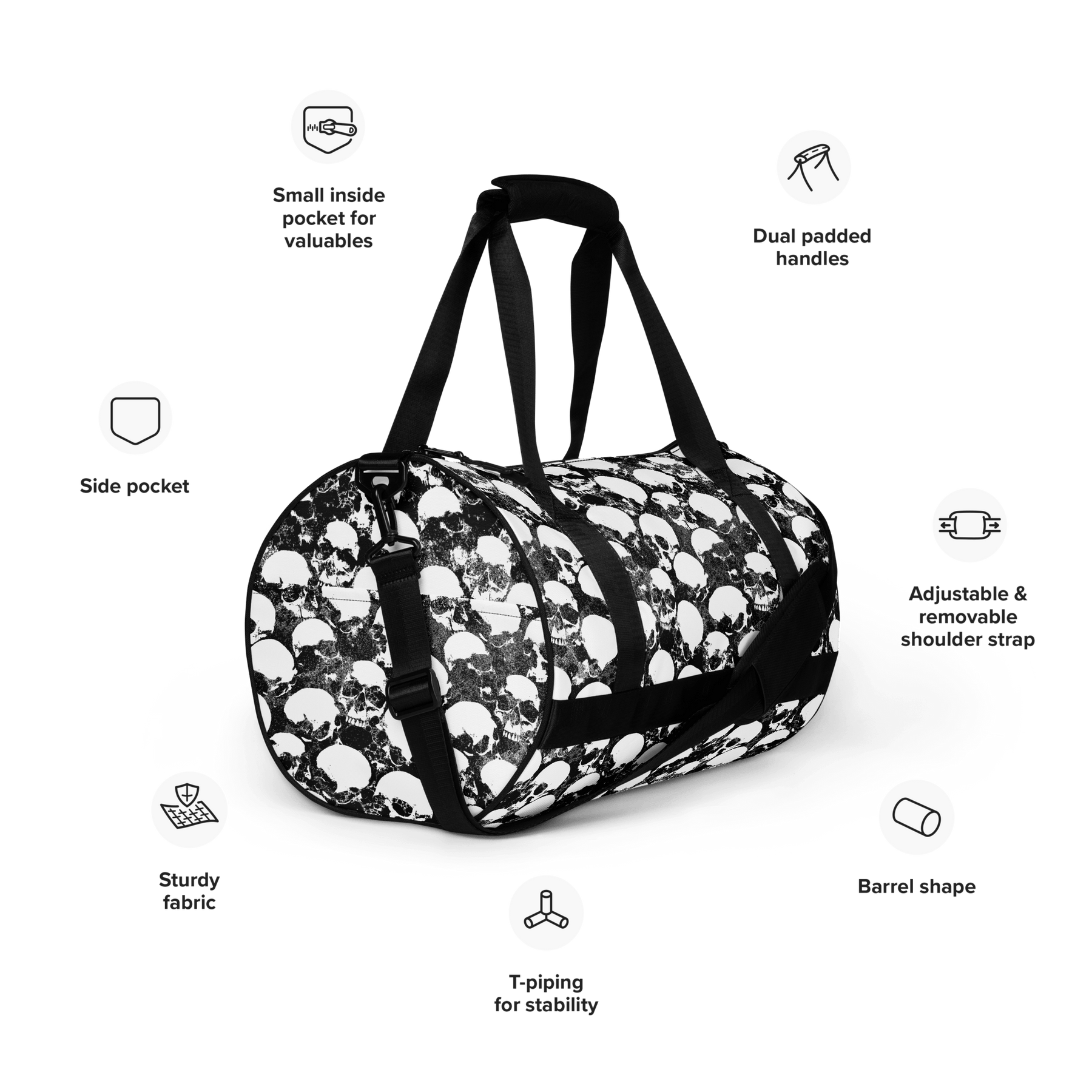 Grunge Skull Gym Bag - Goth Cloth Co.6680551_15155